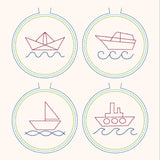 5x Stickdatei Schiffe Lichterkettencover - Sewando