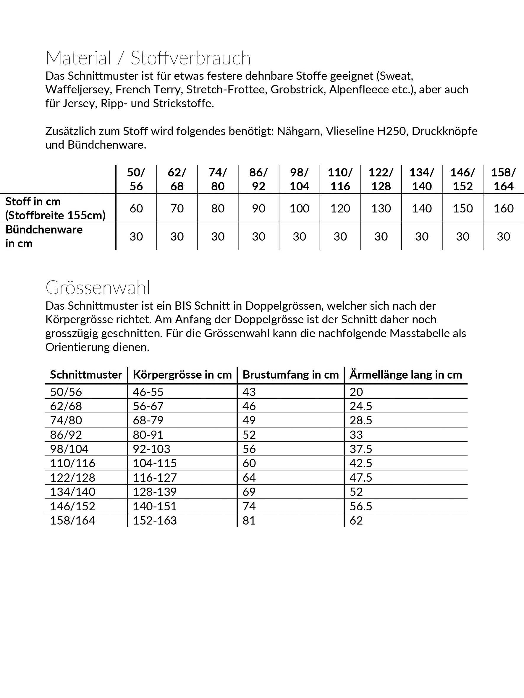 Langweiliger Sweater, Schnittmuster Grösse 50-164 - Sewando