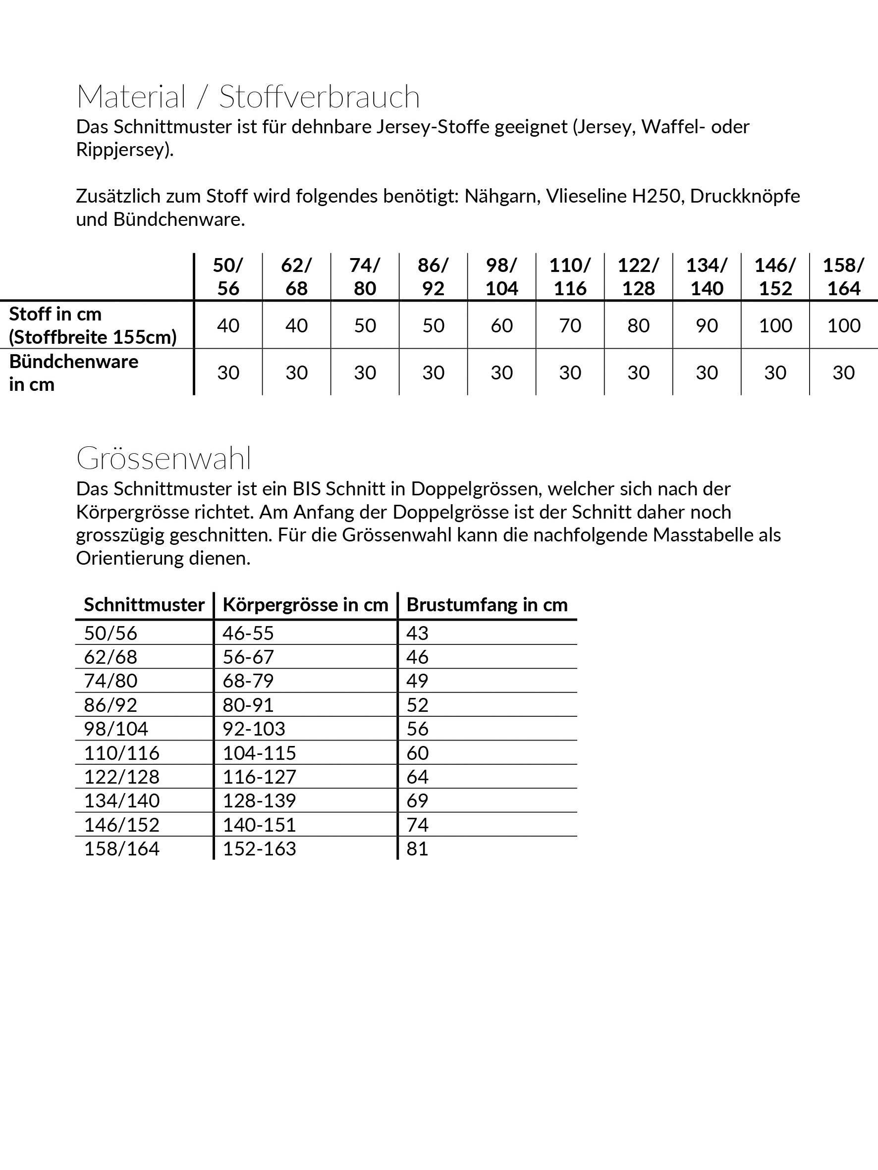 Langweiliges Shirt, Schnittmuster Grösse 50-164 - Sewando