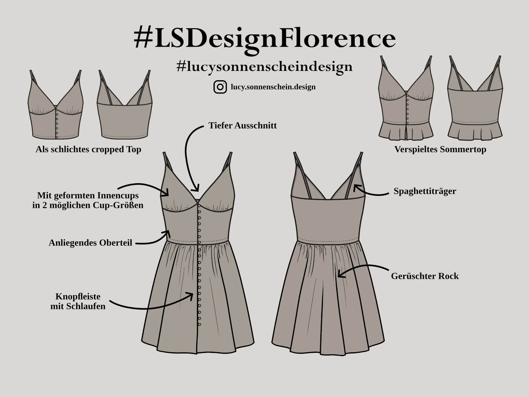 Sommerkleid /-top - Florence - Schnittmuster - Gr. 32-48 - Sewando