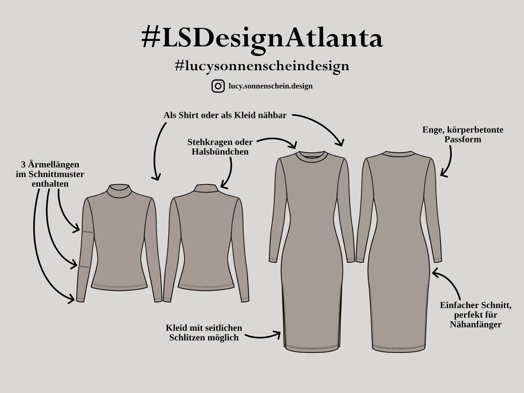 Shirt / Kleid - Atlanta - Schnittmuster - Gr. 32-50 : - Sewando