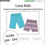 Schnittmuster Luca Kids – Kinder-Shorts mit Bündchen & optionalen Taschen Gr. 104-164 - Sewando