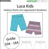 Schnittmuster Luca Kids – Kinder-Shorts mit Bündchen & optionalen Taschen Gr. 104-164 - Sewando