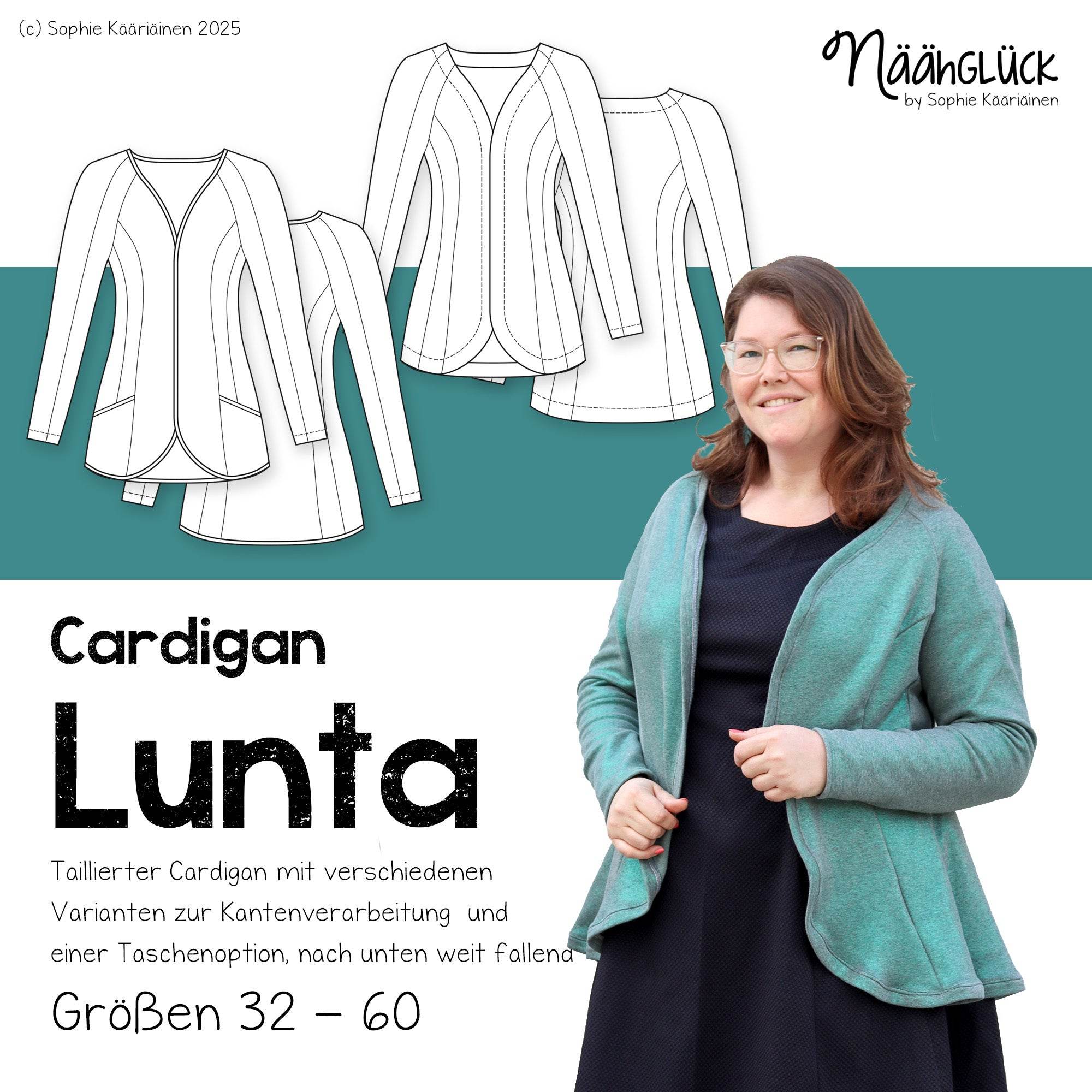 Schnittmuster Cardigan Lunta 32 - 60 - Sewando