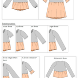 Schnittmuster Marie – Boho Bluse & Kleid mit Saumrüsche Gr. 34-50 / BU 80-116 - Sewando