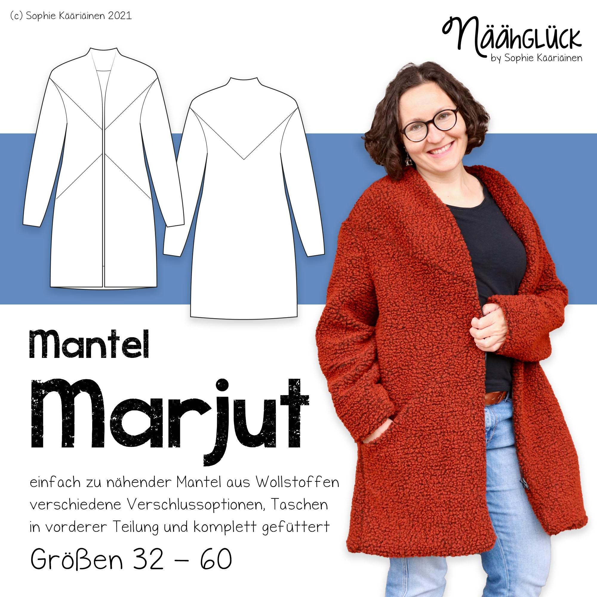 Mantel Marjut – Größen 32 – 60 - Sewando