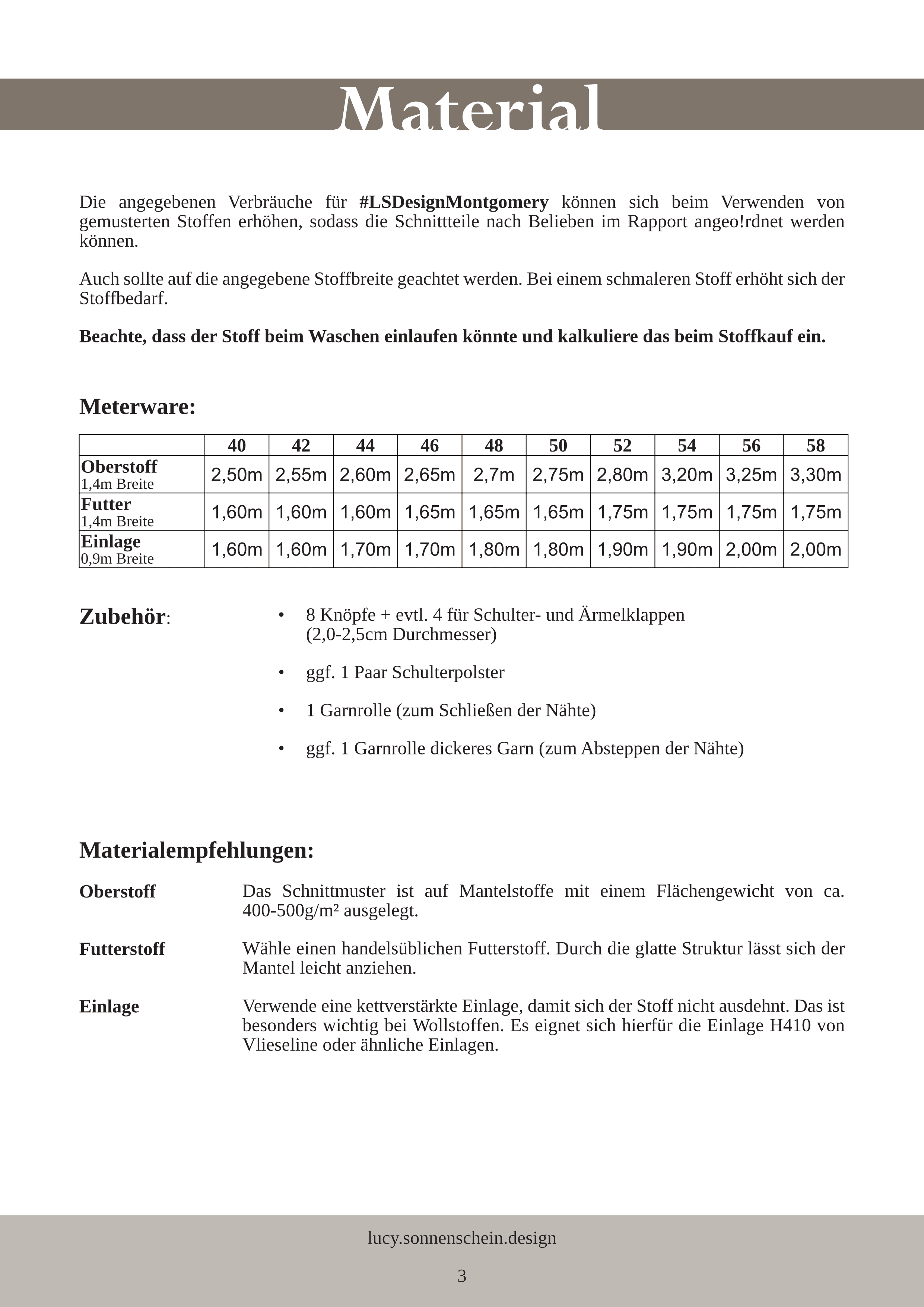 Mantel - Montgomery - Schnittmuster - Gr. 40-58 : - Sewando