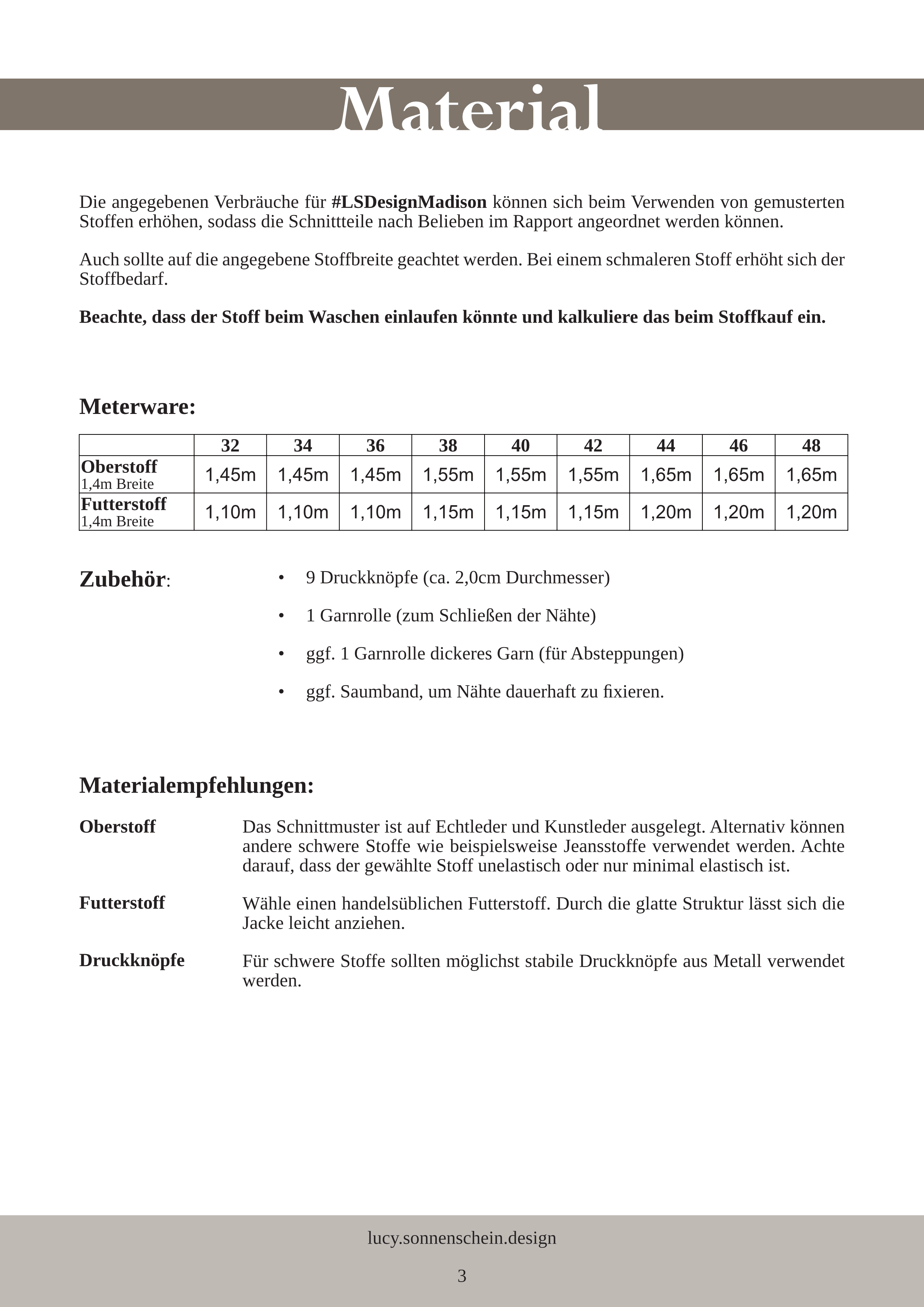 Lederjacke - Madison - Schnittmuster - Gr. 32-48 : - Sewando