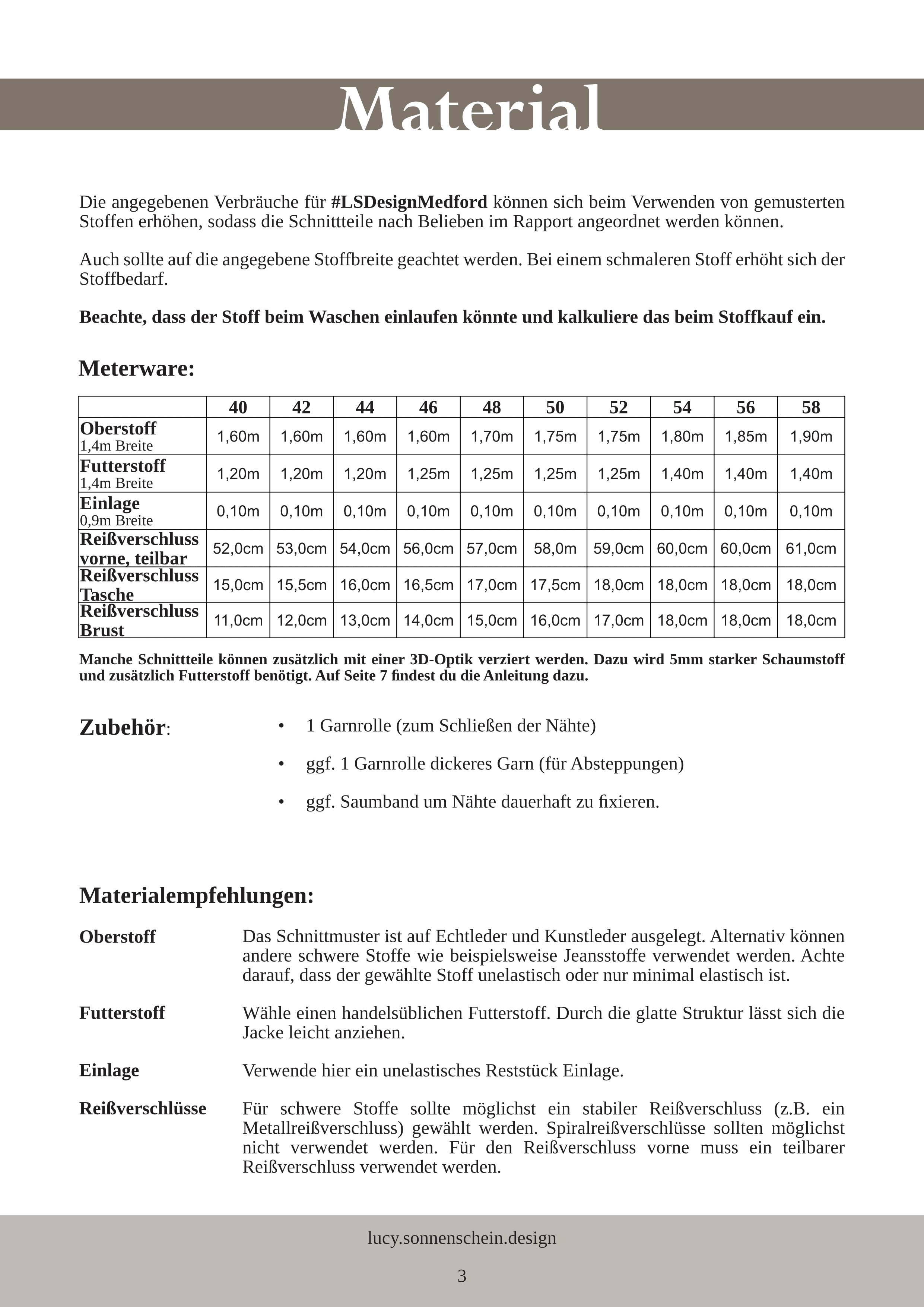 Lederjacke - Medford - Schnittmuster - Gr. 40-58 : - Sewando