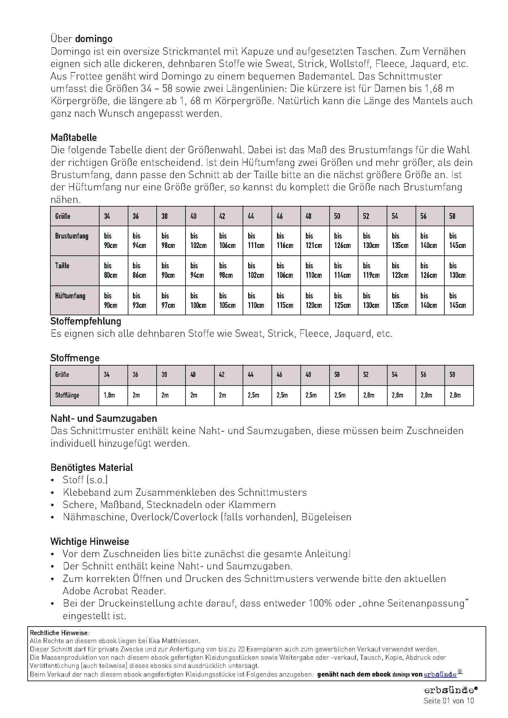 Schnittmuster Wollmantel Strickmantel DOMINGO (34-58) - Sewando