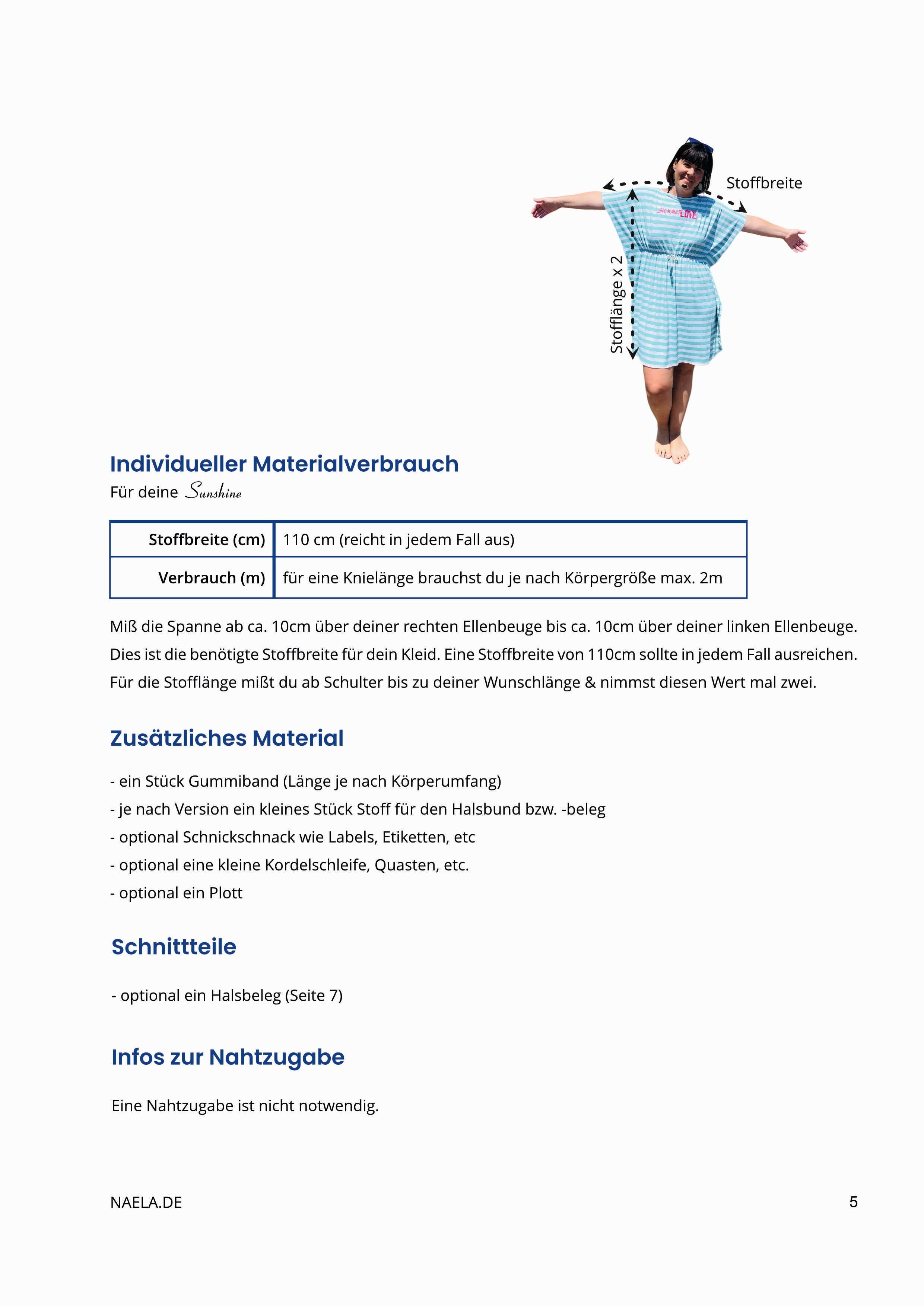 Schnittmuster Sommerkleid Sunshine, your size : - Sewando