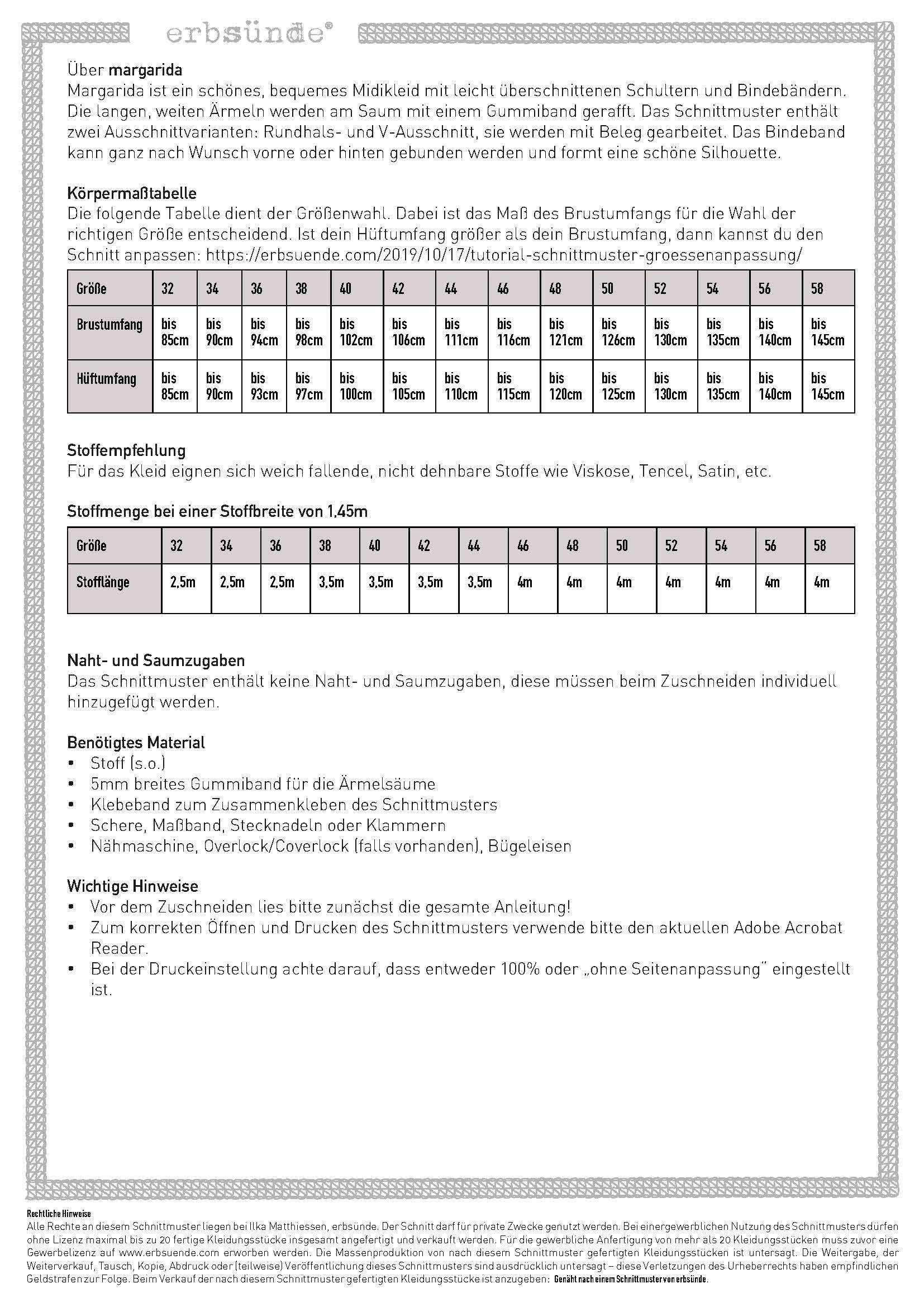 Schnittmuster Viskose Kleid mit Schleife MARGARIDA (32-58) - Sewando