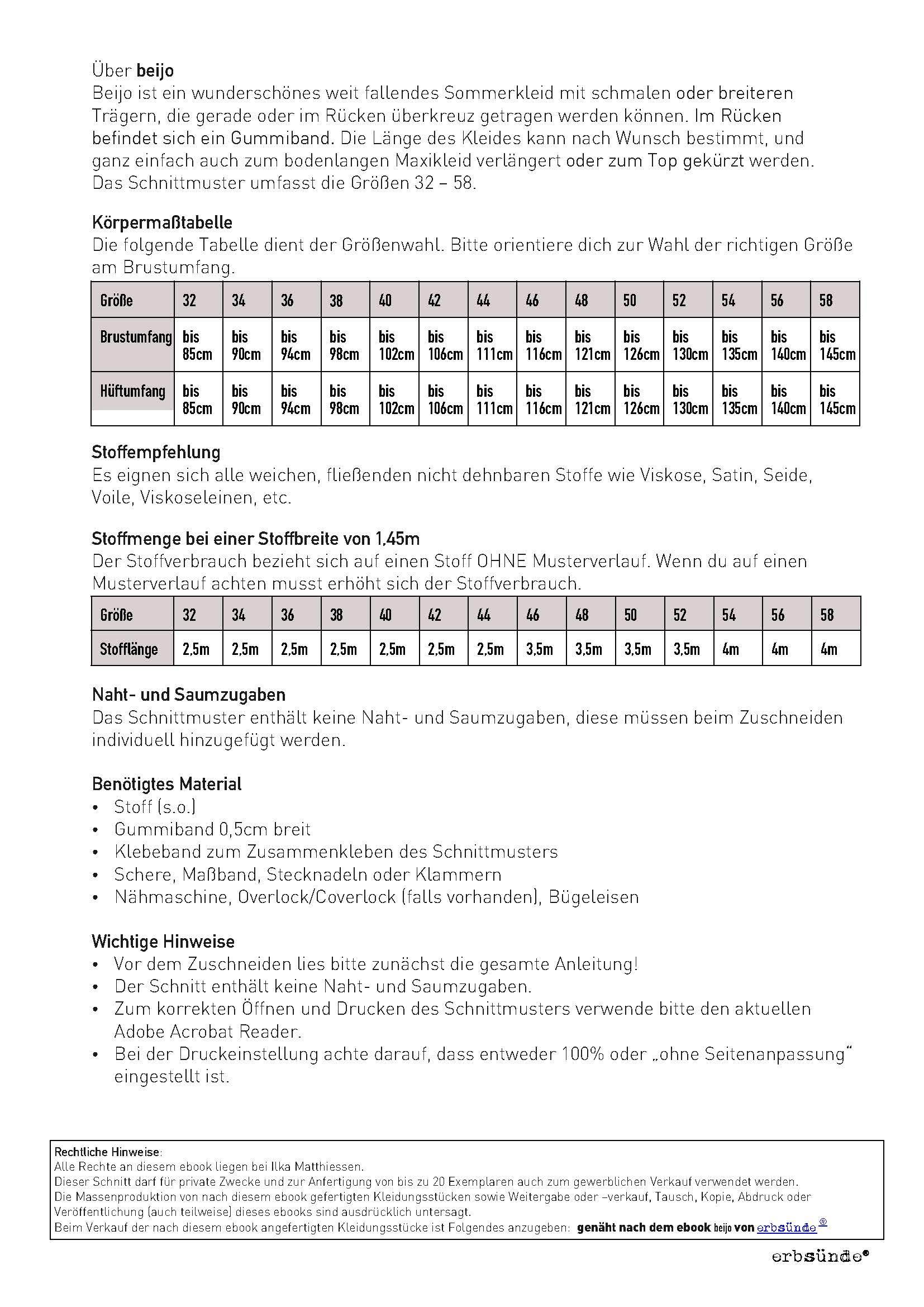 Schnittmuster Sommerkleid Maxi Kleid BEIJO (32-58) : - Sewando