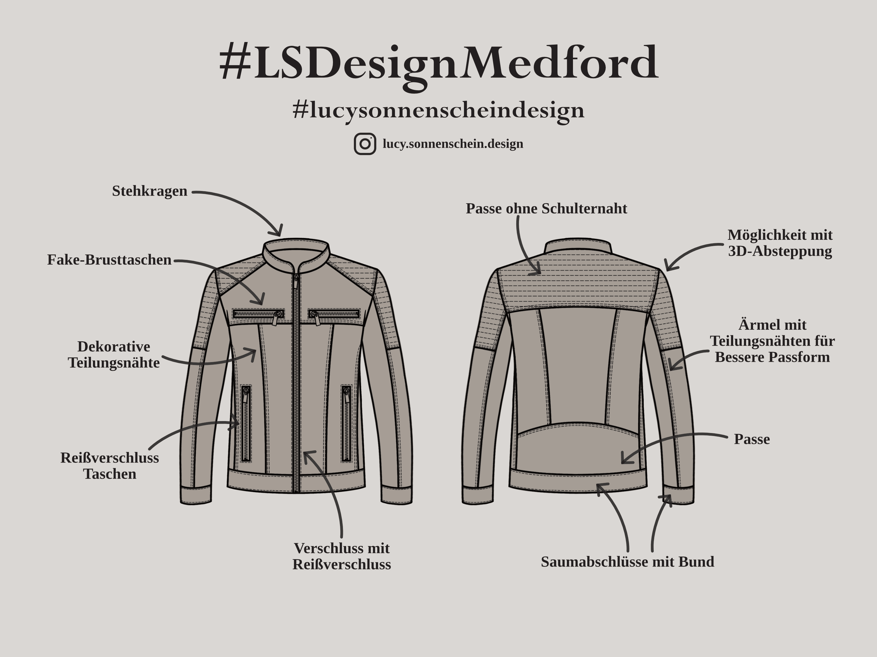 Lederjacke - Medford - Schnittmuster - Gr. 40-58 : - Sewando
