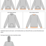 Schnittmuster Tessa – Oversized Hoodie & Pullover mit Kragen oder Kapuze Gr. 34-50 / BU 80-116 - Sewando