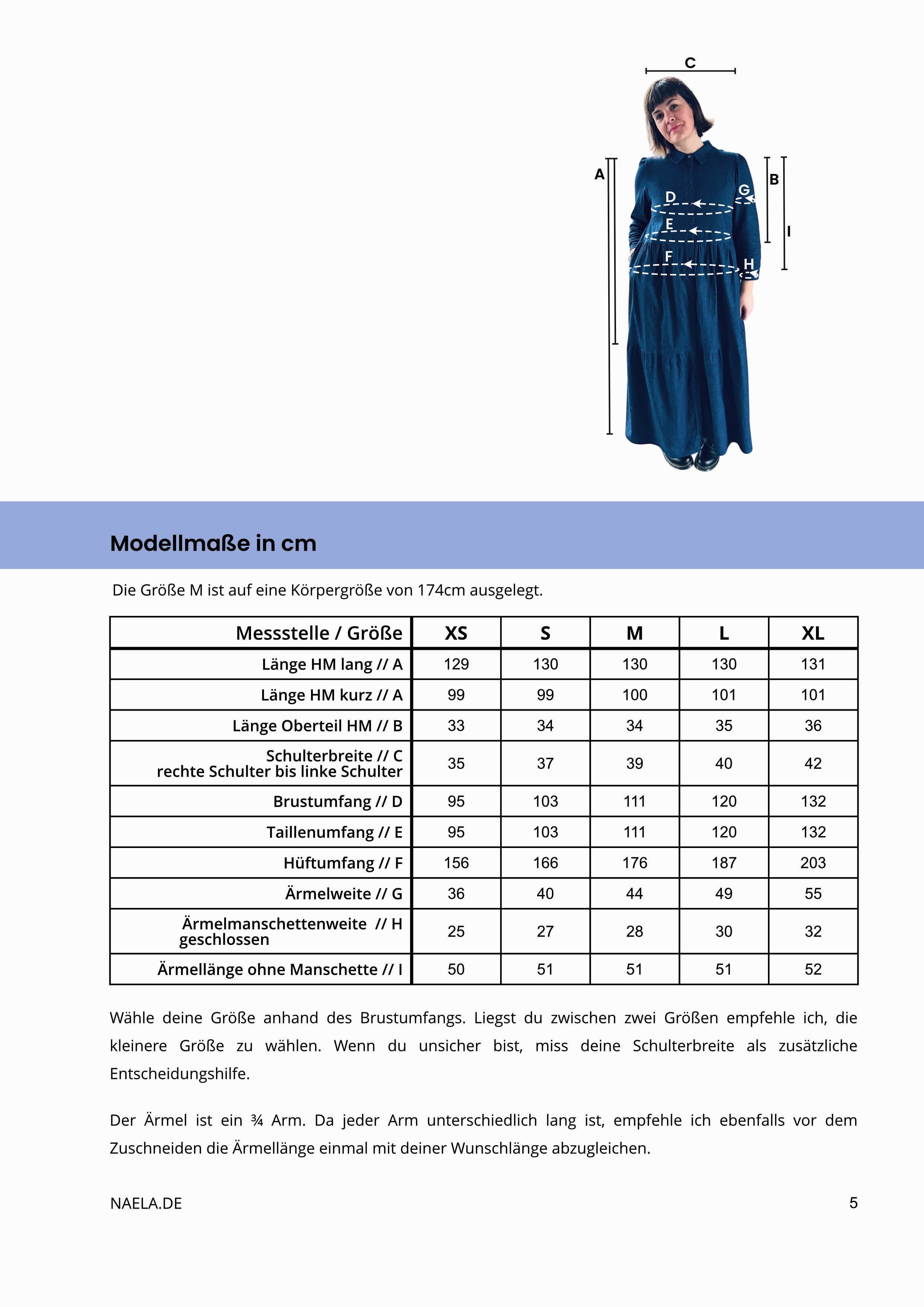 Schnittmuster Kleid Melli, Größe XS - XL : - Sewando