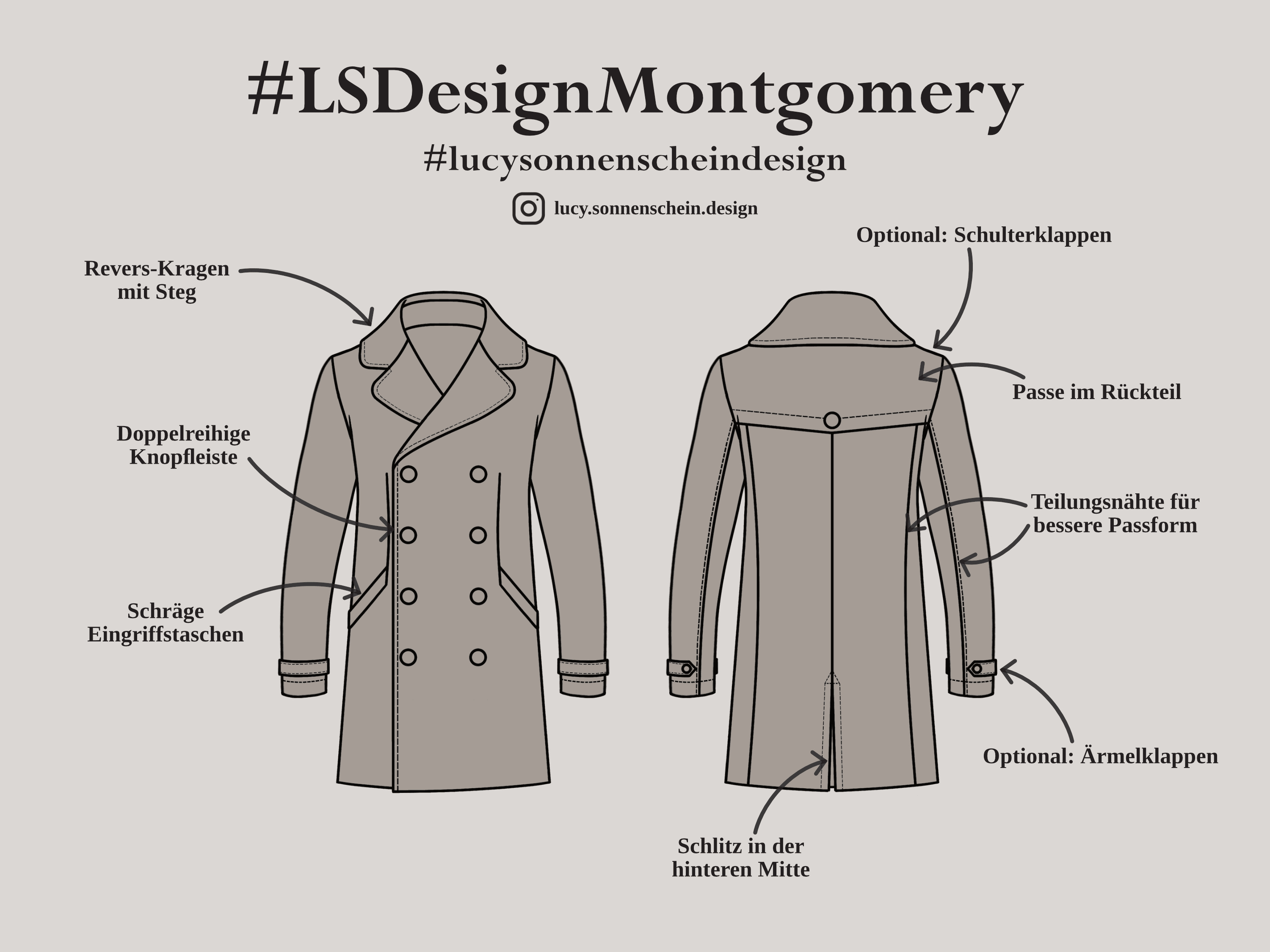 Mantel - Montgomery - Schnittmuster - Gr. 40-58 : - Sewando