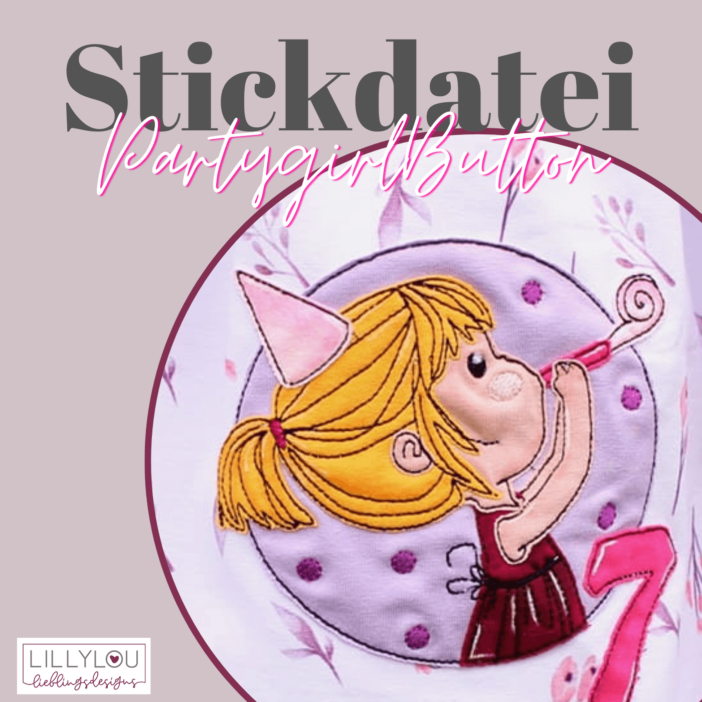 Stickdatei - Partygirl Button - Sewando