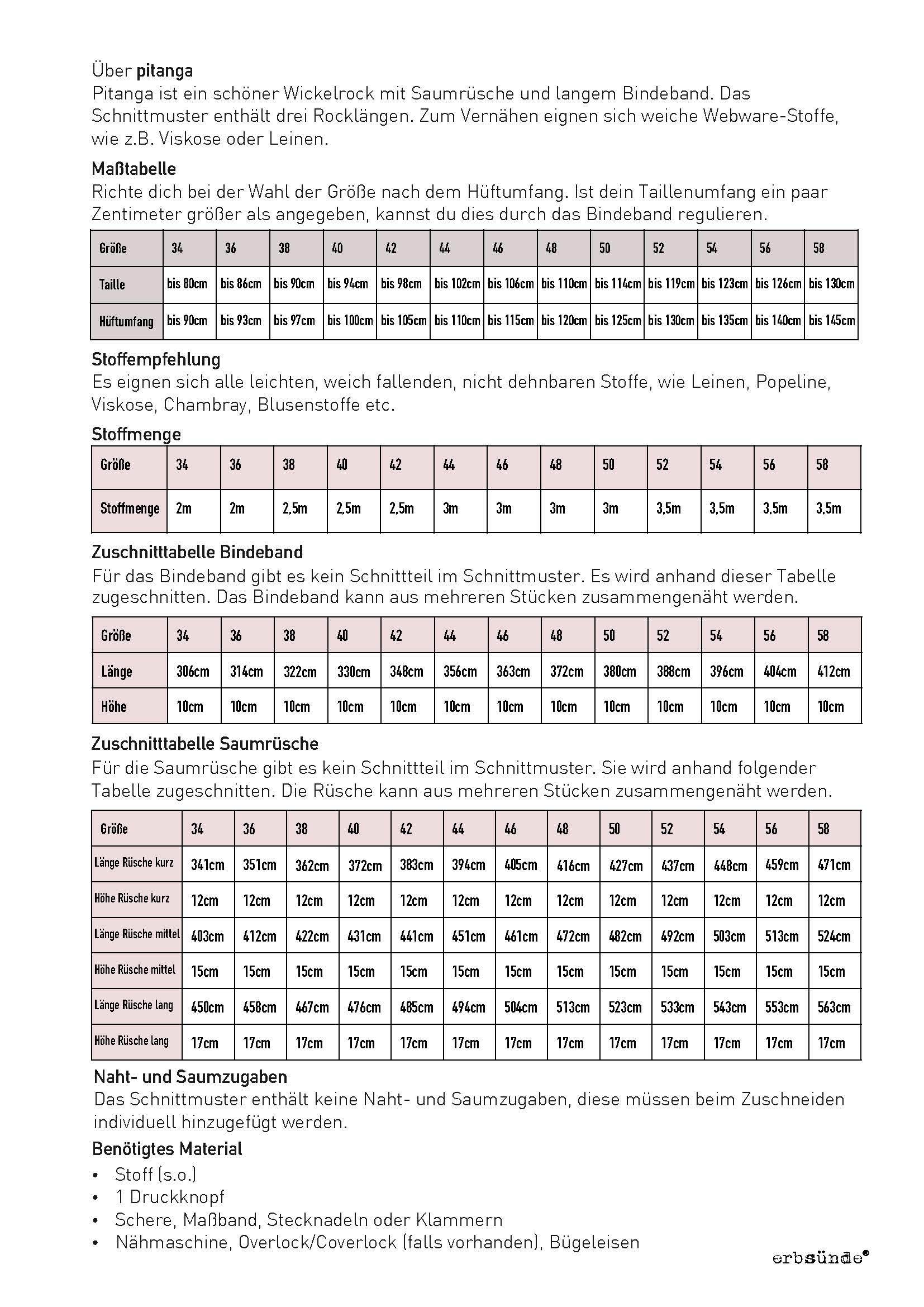 Schnittmuster Wickelrock PITANGA (34-58) - Sewando
