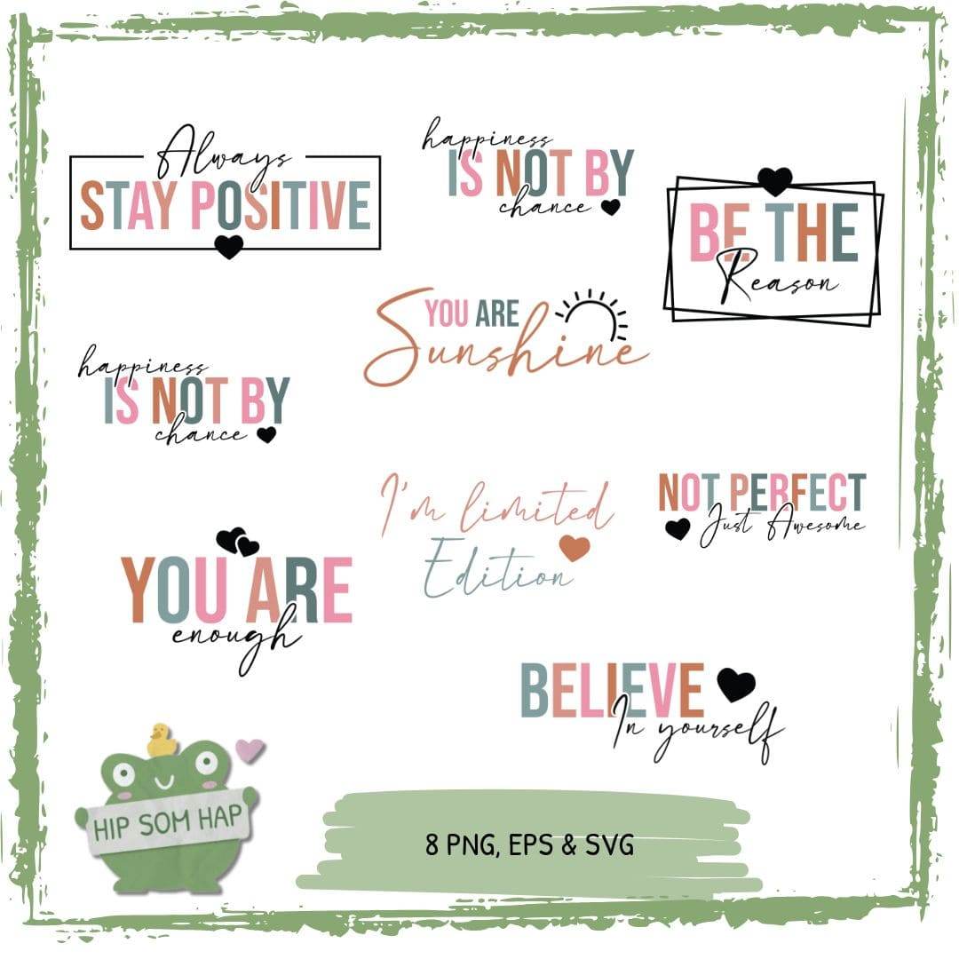 Kombinierbare Plotterdateien für Ärmel & Shirts | Positive Sprüche Bundle SVG PNG EPS | - Sewando