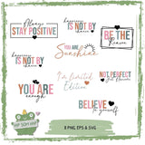 Kombinierbare Plotterdateien für Ärmel & Shirts | Positive Sprüche Bundle SVG PNG EPS | - Sewando