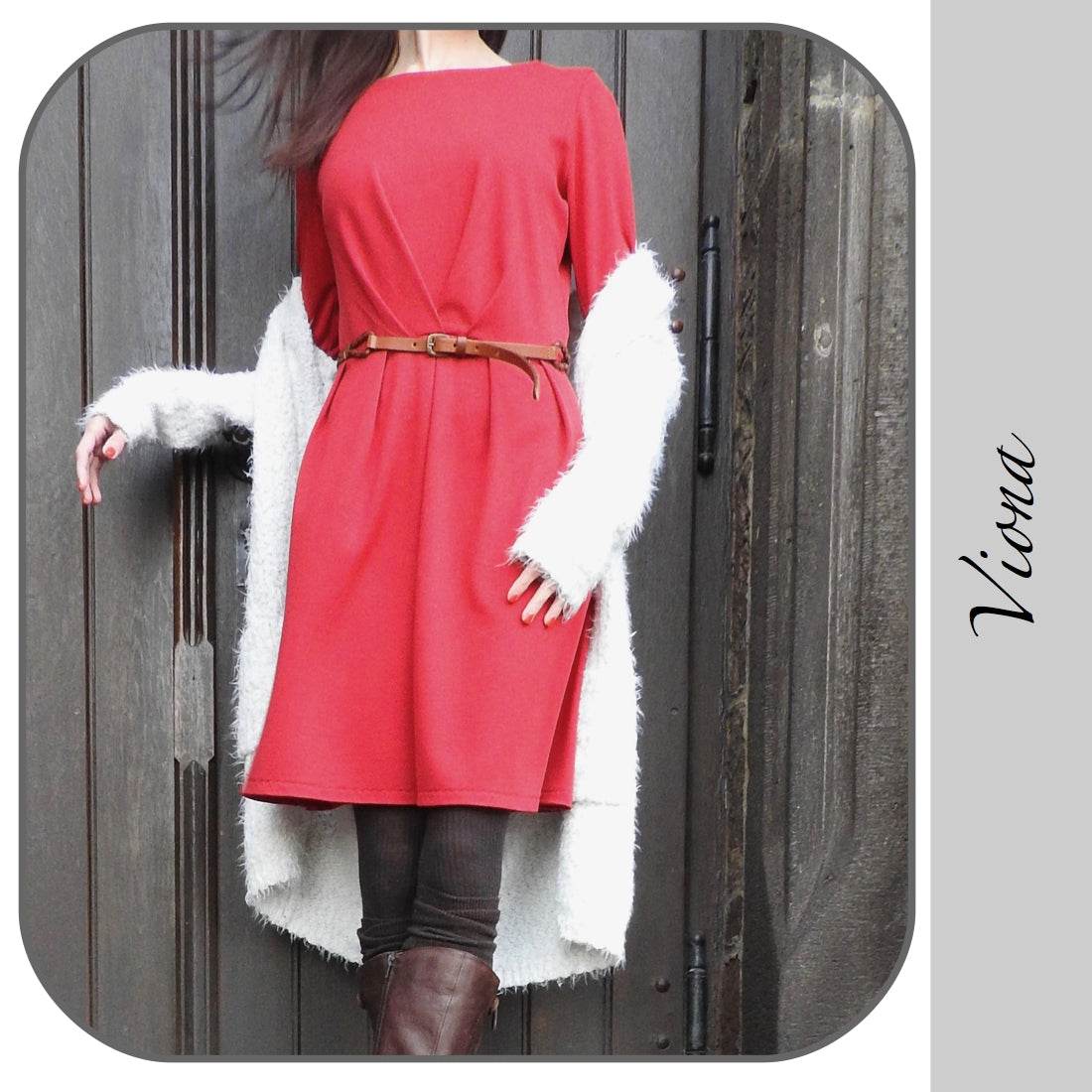 VIONA: FEMININES DAMENKLEID - EBOOK - VIDEOTUTORIAL 34-54 Schnittmuster - Sewando