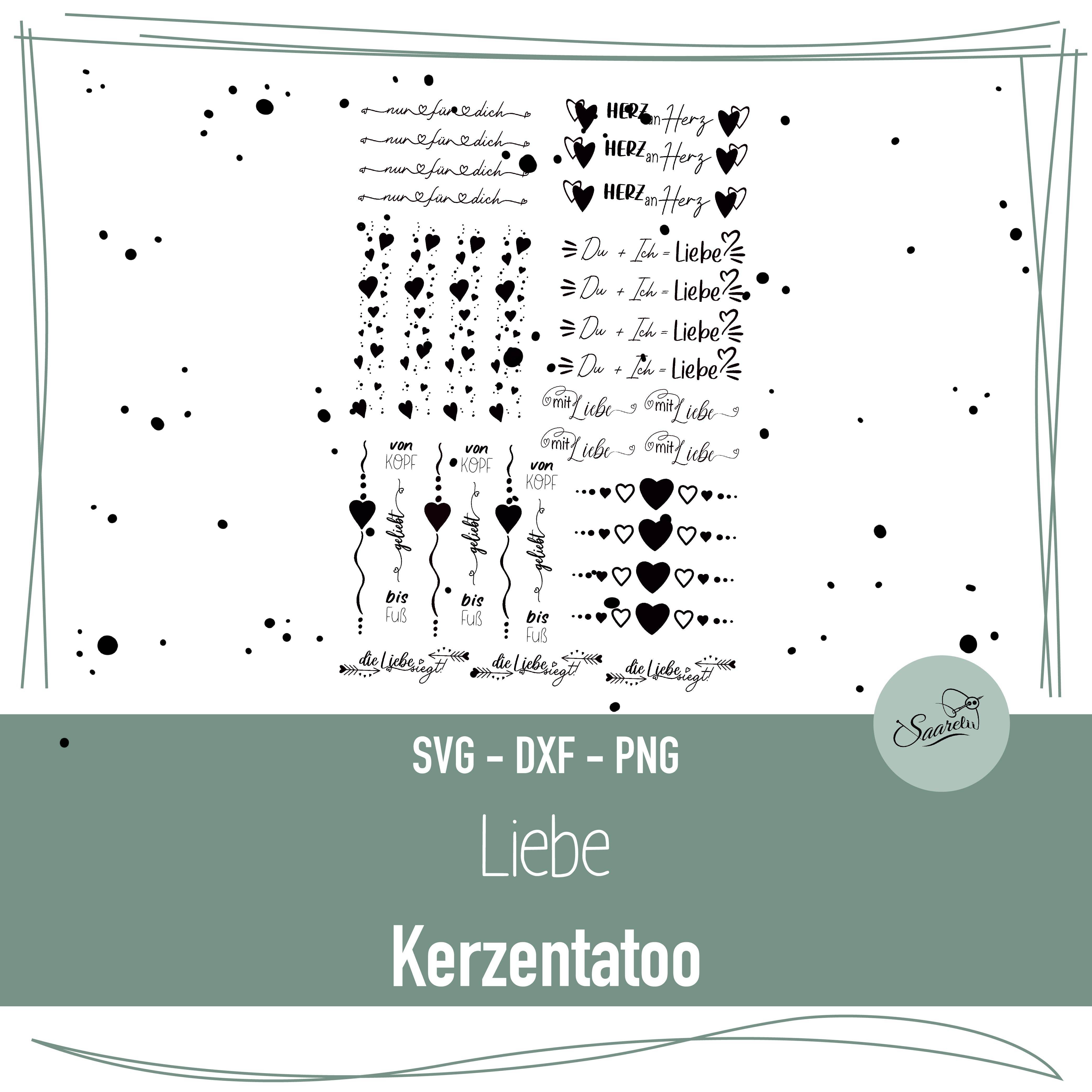Kerzentattoo PDF Vorlage Liebe - Sewando