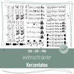 Kerzentattoo PDF Vorlage Weihanchtslieder Kerzenaufkleber - Sewando