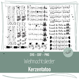 Kerzentattoo PDF Vorlage Weihanchtslieder Kerzenaufkleber - Sewando