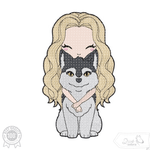 Mädchen mit Husky Stickdatei – emotionales Motiv für Geschenke & Hundeliebhaber - Sewando