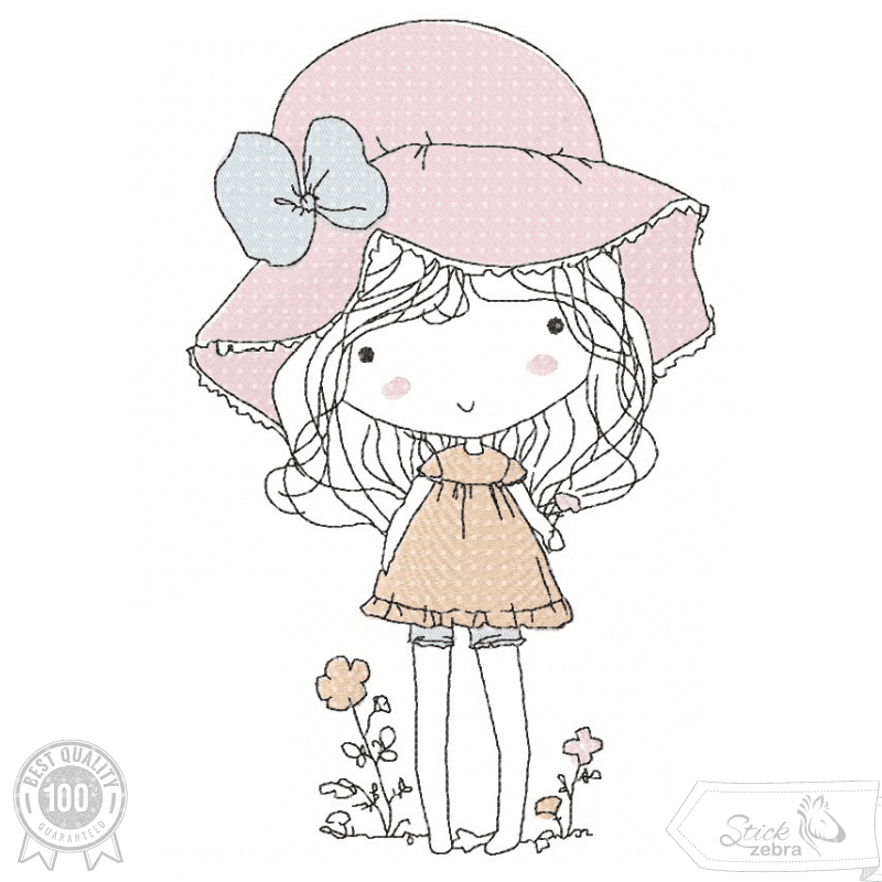 Mädchen mit Hut Stickdatei – ein Hauch von Sommer für deine Stickmaschine - Sewando
