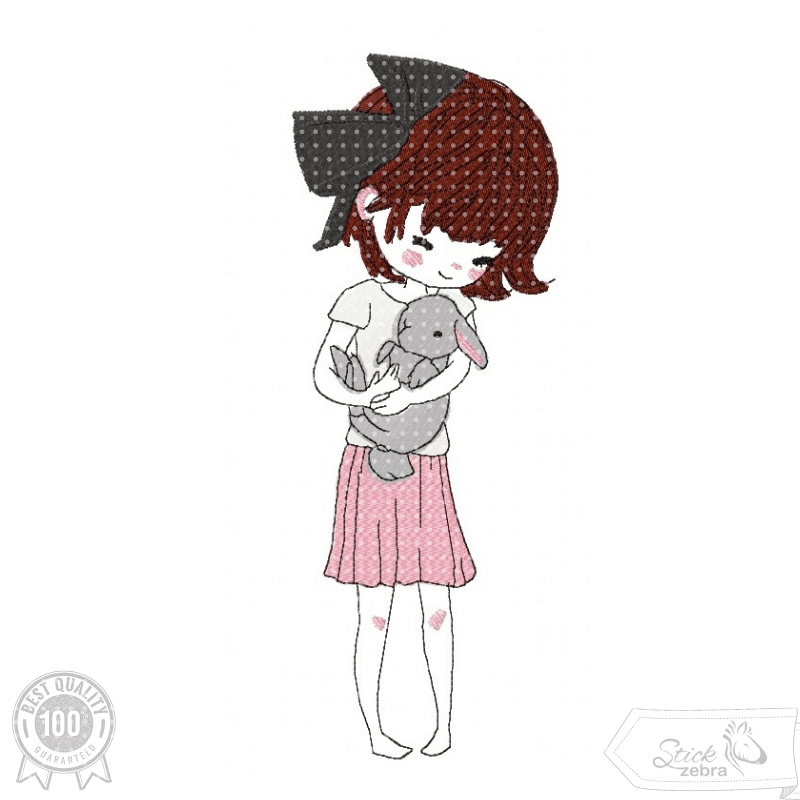 Mädchen mit Stofftier Stickdatei – für ganz viel Geborgenheit in deiner Stickmaschine - Sewando
