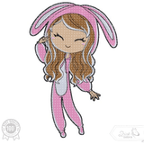 Mädchen im Hasenanzug Stickdatei – zuckersüßes Kuschelfeeling für deine Stickmaschine - Sewando