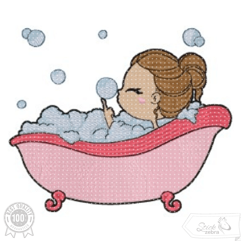 Mädchen in der Wanne Stickdatei – sprudelndes Glück für deine Stickmaschine - Sewando