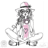 Mädchen mit Fotoapparat Stickdatei, süßes Fotomotiv eines Mädchens mit Kamera für deine Stickmaschine - Sewando