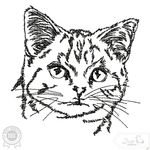 Katze Stickdatei, zartes Skizzen-Katzenportrait für deine Stickmaschine - Sewando