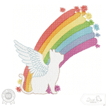 Katze mit Regenbogen Stickdatei – zauberhaftes Himmelsmotiv für Erinnerung & Trost - Sewando