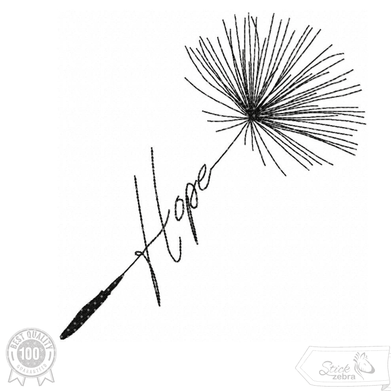 Hope – zarte Pusteblume mit Botschaft für deine Stickmaschine - Sewando
