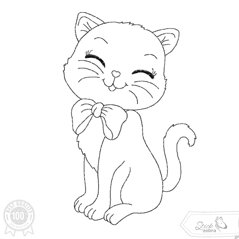 Katze Stickdatei – Ausmalmotiv für Kinder & kreative Regentage - Sewando