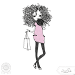Shopping Mädchen Stickdatei, lässiges City-Doodle mit Lockenmähne für deine Stickmaschine - Sewando