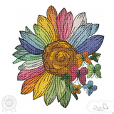 Sonnenblume Stickdatei – die Regenbogen Blütenpracht für deine Stickmaschine - Sewando