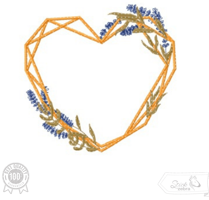 Herzrahmen mit Lavendel Stickdatei – zartes Motiv für Hochzeiten, Geschenke & liebevolle Botschaften - Sewando