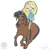 Mädchen auf Pferd Stickdatei – voller Abenteuerlust für deine Stickmaschine - Sewando