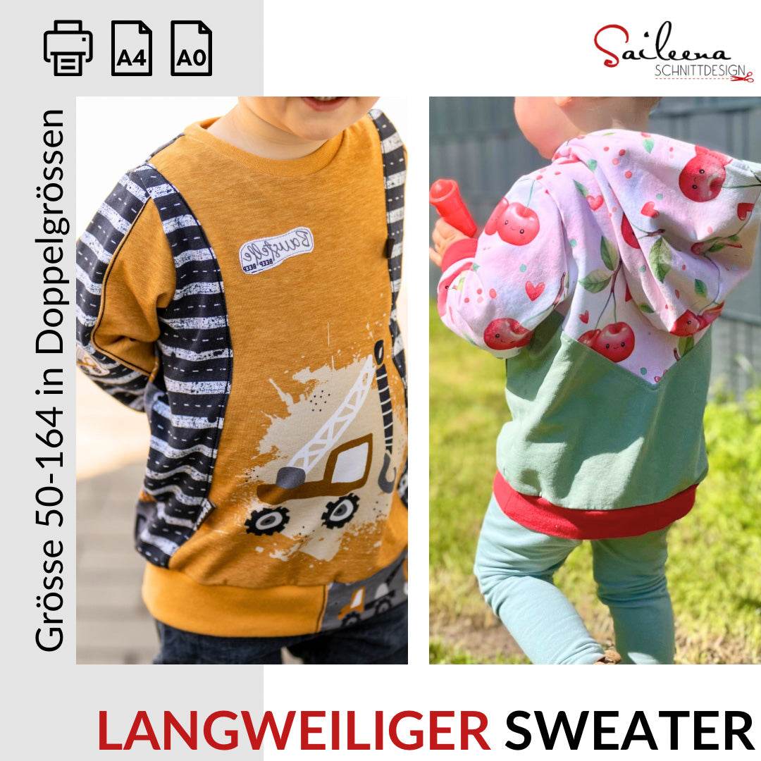 Langweiliger Sweater, Schnittmuster Grösse 50-164 - Sewando