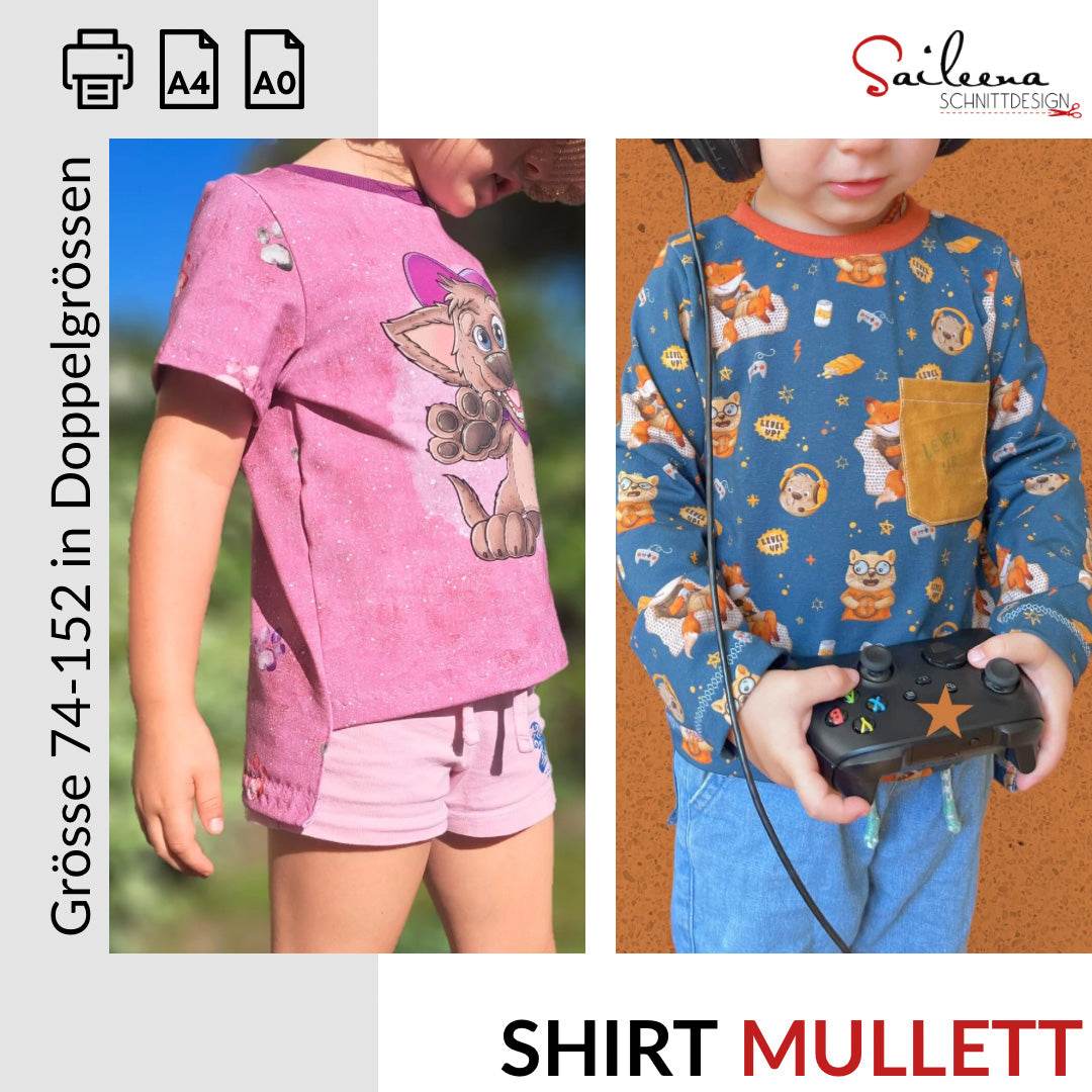 Shirt Mullett, Schnittmuster Grösse 74-152 - Sewando