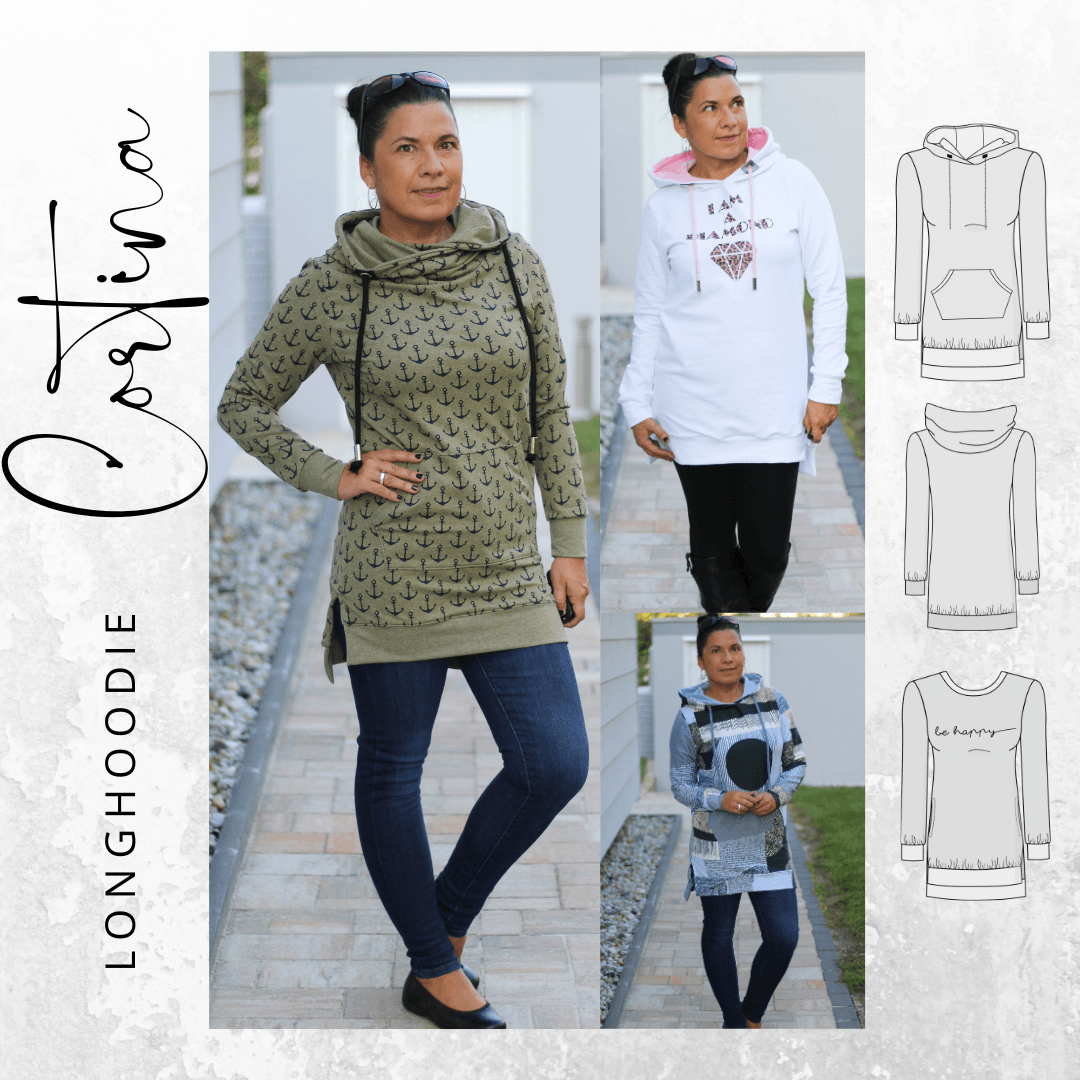 Schnittmuster Longhoodie CORTINA Gr. XS-XXXL : - Sewando