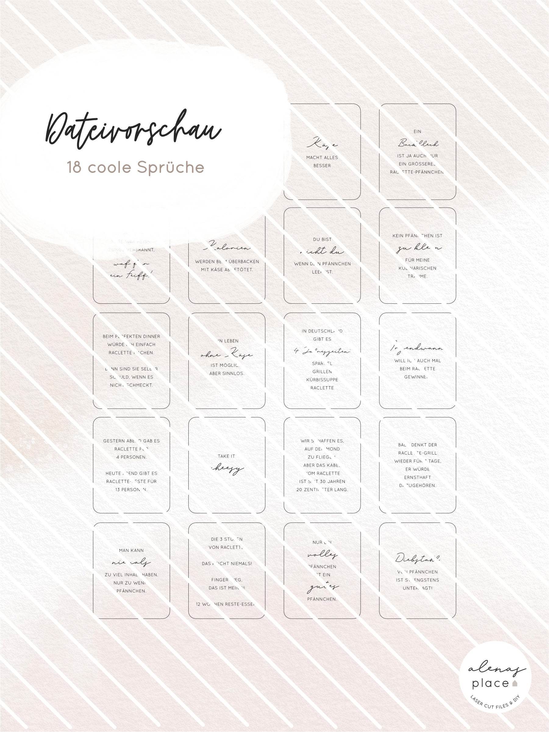 Laserdatei | 18 Raclette Pfännchen Untersetzer | inkl. Gewerbelizenz - Sewando