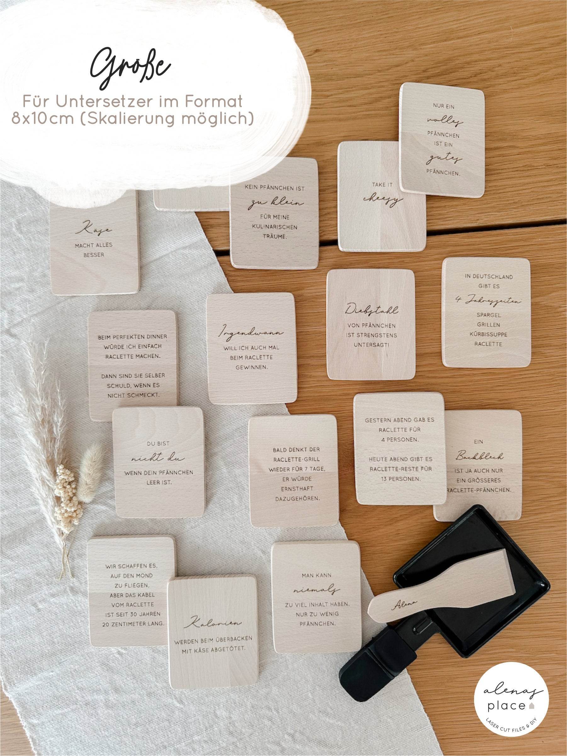 Laserdatei | 18 Raclette Pfännchen Untersetzer | inkl. Gewerbelizenz - Sewando