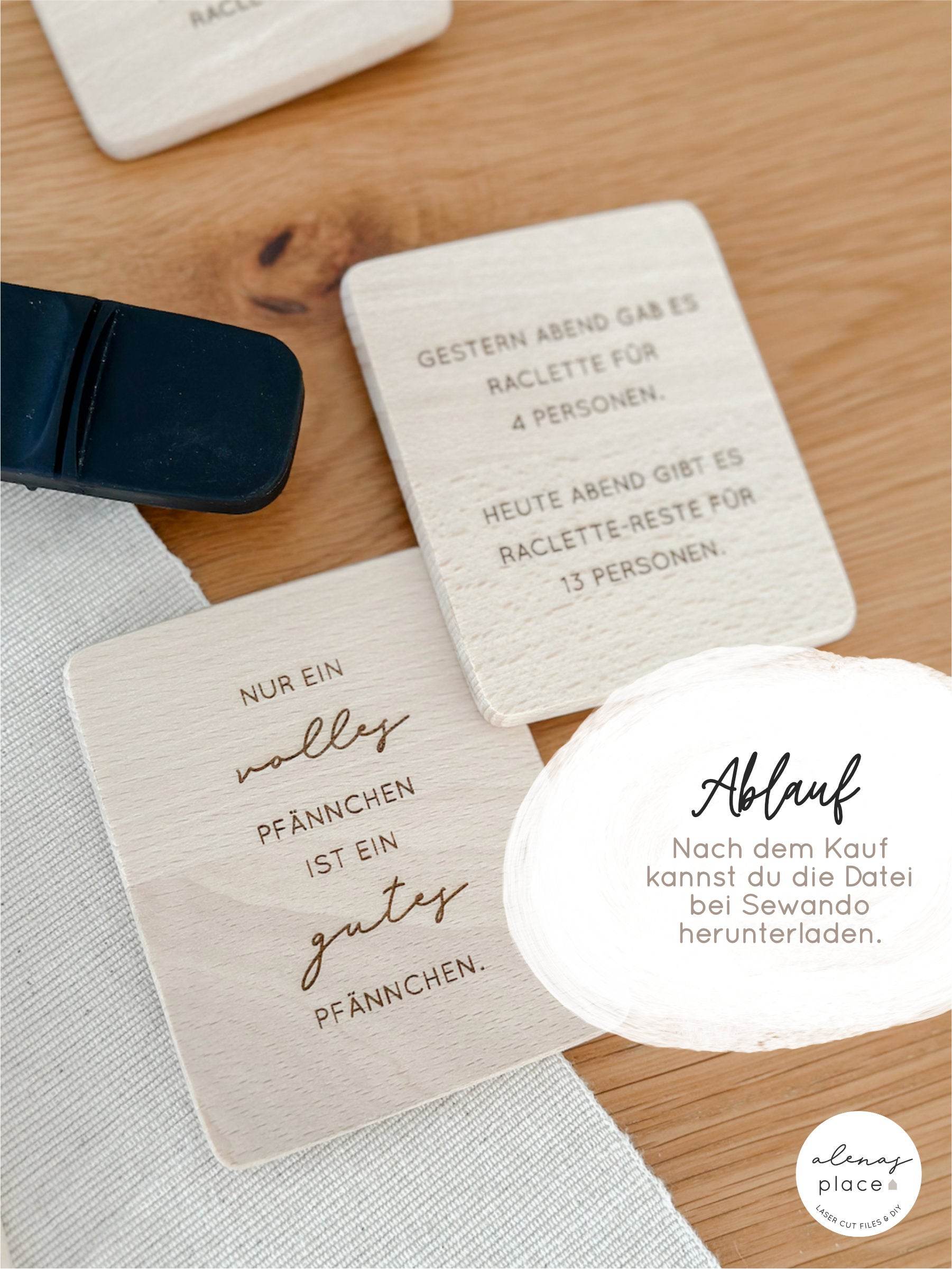 Laserdatei | 18 Raclette Pfännchen Untersetzer | inkl. Gewerbelizenz - Sewando