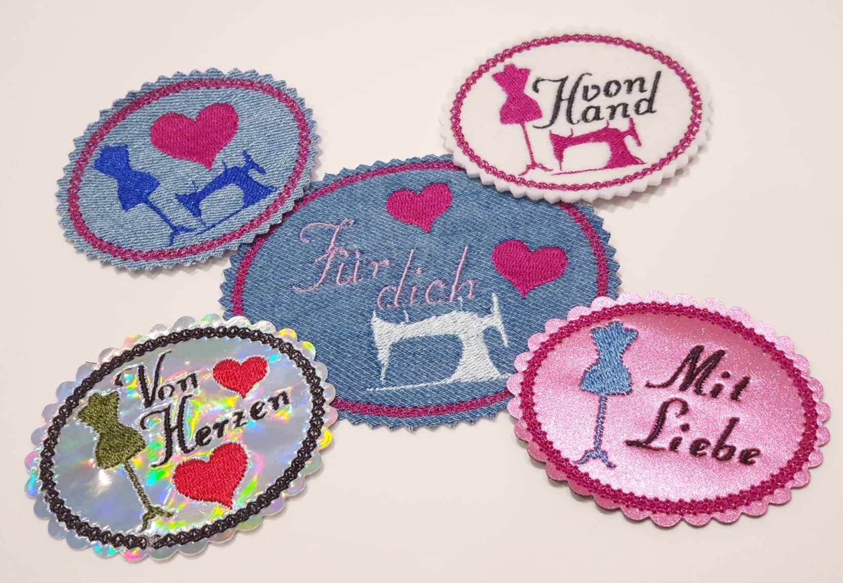 Stickdatei Labels Set 9 Designs in zwei Größen * Alle in 10x10 und kleiner * Handmade - Sewando